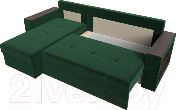 Изображение товара Диван угловой Лига Диванов Дубай лайт левый (велюр зеленый)