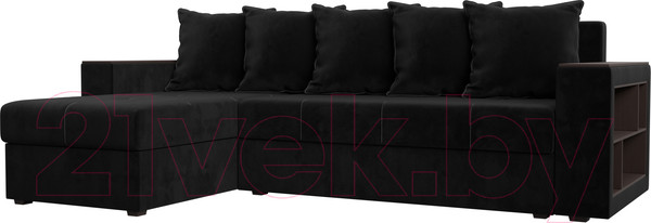 Изображение товара Диван угловой Лига Диванов Дубай лайт левый (велюр черный)