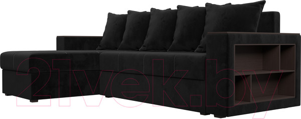 Изображение товара Диван угловой Лига Диванов Дубай лайт левый (велюр черный)