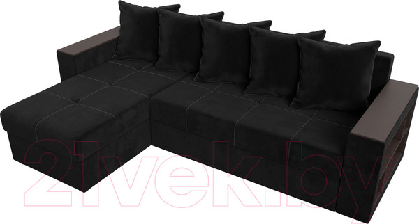 Изображение товара Диван угловой Лига Диванов Дубай лайт левый (велюр черный)