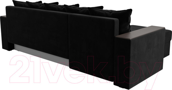 Изображение товара Диван угловой Лига Диванов Дубай лайт левый (велюр черный)