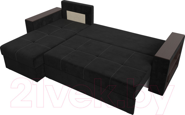Изображение товара Диван угловой Лига Диванов Дубай лайт левый (велюр черный)