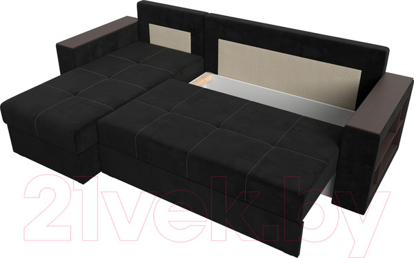 Изображение товара Диван угловой Лига Диванов Дубай лайт левый (велюр черный)
