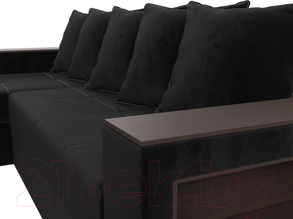 Изображение товара Диван угловой Лига Диванов Дубай лайт левый (велюр черный)