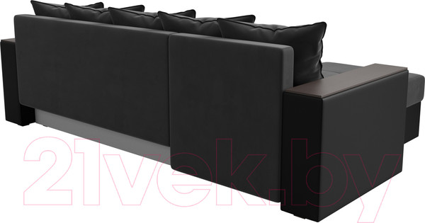 Изображение товара Диван угловой Лига Диванов Дубай лайт левый (велюр серый/экокожа черный)