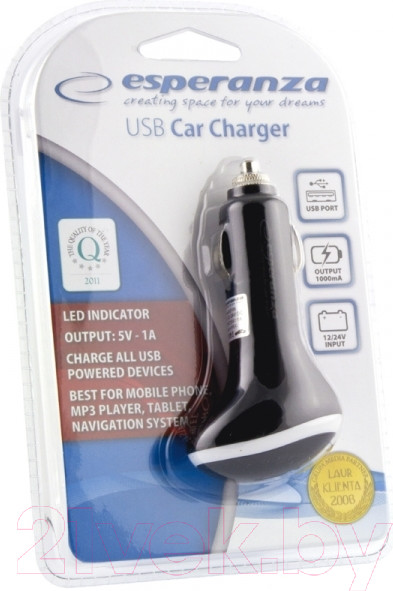 Изображение товара Зарядное устройство автомобильное Esperanza EZ105