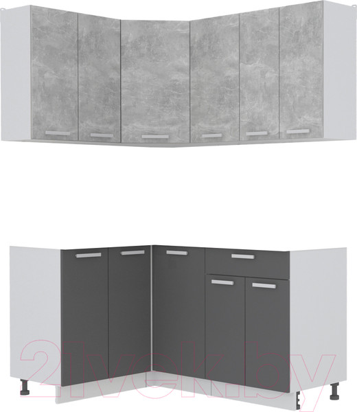 Изображение товара Кухонный гарнитур Интерлиния Мила Лайт 1.2x1.6 без столешницы (бетон/антрацит)
