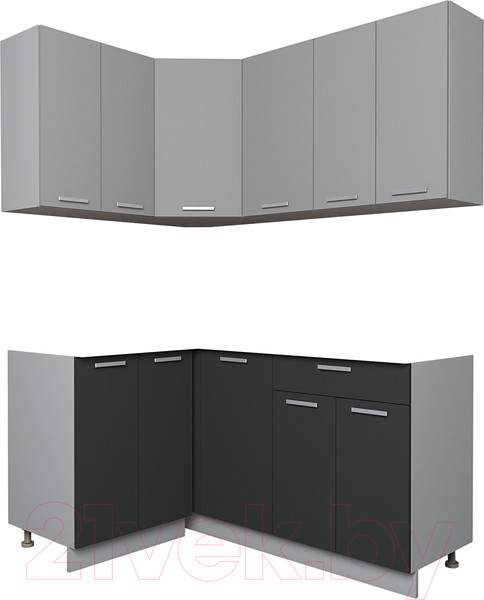 Изображение товара Кухонный гарнитур Интерлиния Мила Лайт 1.2x1.6 без столешницы (серебристый/антрацит)