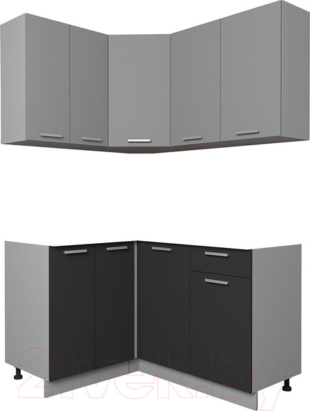 Изображение товара Кухонный гарнитур Интерлиния Мила Лайт 1.2x1.4 без столешницы (серебристый/антрацит)