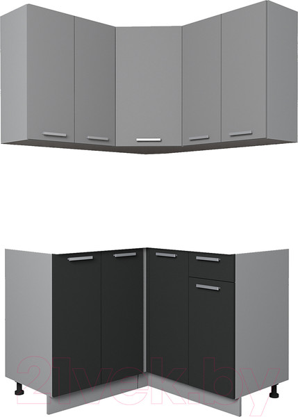 Изображение товара Кухонный гарнитур Интерлиния Мила Лайт 1.2x1.2 без столешницы (серебристый/антрацит)