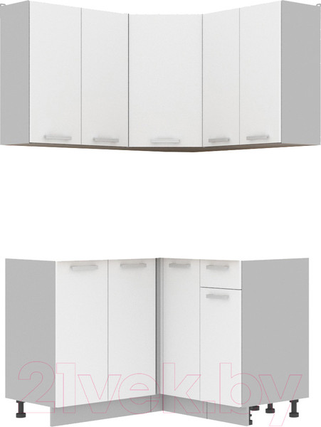 Изображение товара Кухонный гарнитур Интерлиния Мила Лайт 1.2x1.2 без столешницы (белый платинум)