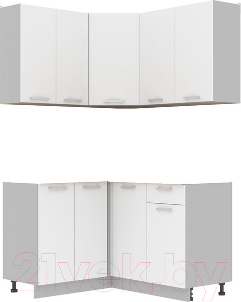 Изображение товара Кухонный гарнитур Интерлиния Мила Лайт 1.2x1.4 без столешницы (белый платинум)