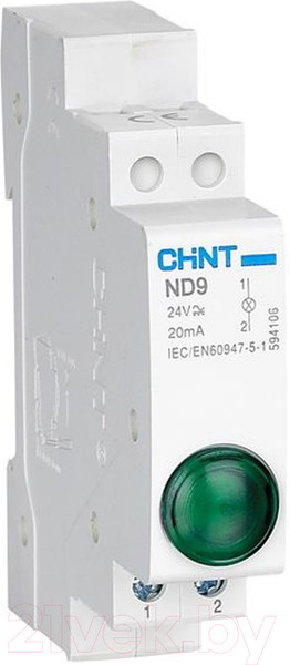 Изображение товара Лампа сигнальная Chint ND9-1/g / 594108 (зеленый)