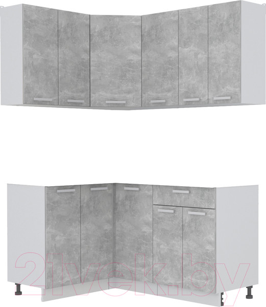 Изображение товара Кухонный гарнитур Интерлиния Мила Лайт 1.2x1.6 без столешницы (бетон)