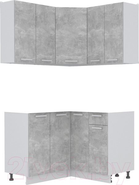 Изображение товара Кухонный гарнитур Интерлиния Мила Лайт 1.2x1.2 без столешницы (бетон)