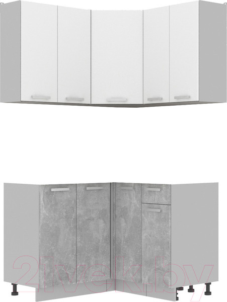 Изображение товара Кухонный гарнитур Интерлиния Мила Лайт 1.2x1.2 без столешницы (белый платинум/бетон)