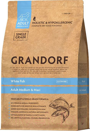 Изображение товара Сухой корм для собак Grandorf Medium&Maxi Breeds White Fish (1кг)