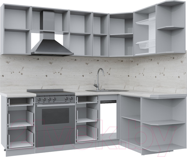 Изображение товара Кухонный гарнитур Интерлиния Берес 1.5x2.3 правая (дуб лазурный/дуб бунратти)