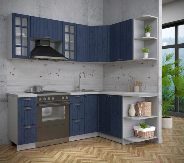 Изображение товара Кухонный гарнитур Интерлиния Берес 1.5x2.1 правая (дуб королевский/бискайская сосна)