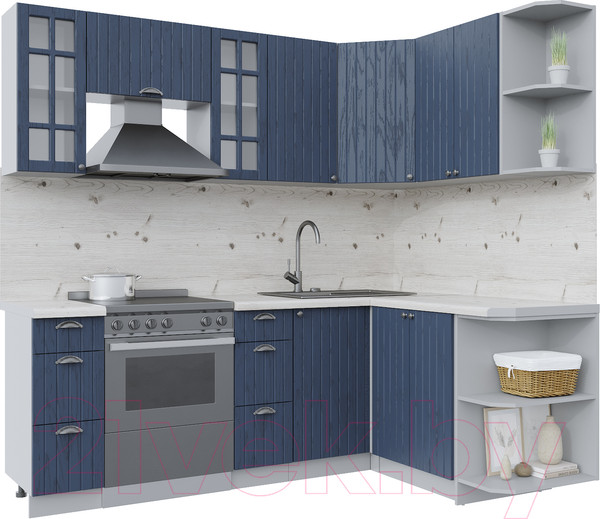 Изображение товара Кухонный гарнитур Интерлиния Берес 1.5x2.2 правая (дуб королевский/бискайская сосна)