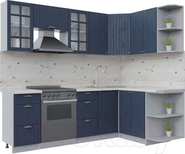 Изображение товара Кухонный гарнитур Интерлиния Берес 1.5x2.4 правая (дуб королевский/бискайская сосна)