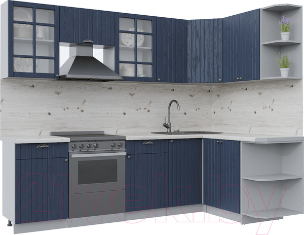 Изображение товара Кухонный гарнитур Интерлиния Берес 1.5x2.6 правая (дуб королевский/бискайская сосна)