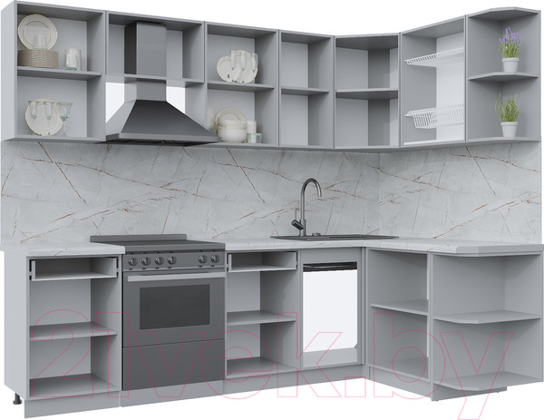 Изображение товара Кухонный гарнитур Интерлиния Берес 1.5x2.6 правая (дуб королевский/бискайская сосна)