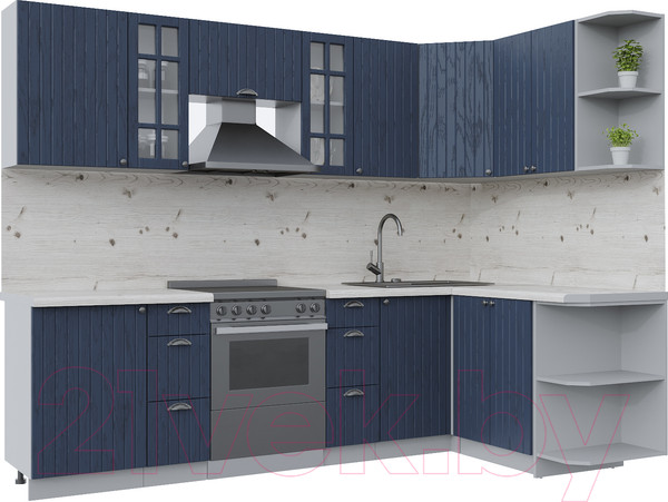Изображение товара Кухонный гарнитур Интерлиния Берес 1.5x2.7 правая (дуб королевский/бискайская сосна)