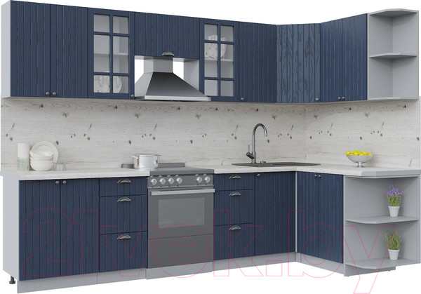 Изображение товара Кухонный гарнитур Интерлиния Берес 1.5x3.0 правая (дуб королевский/бискайская сосна)