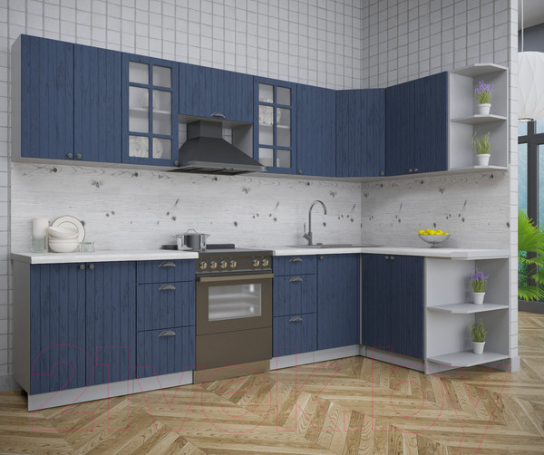 Изображение товара Кухонный гарнитур Интерлиния Берес 1.5x3.0 правая (дуб королевский/бискайская сосна)