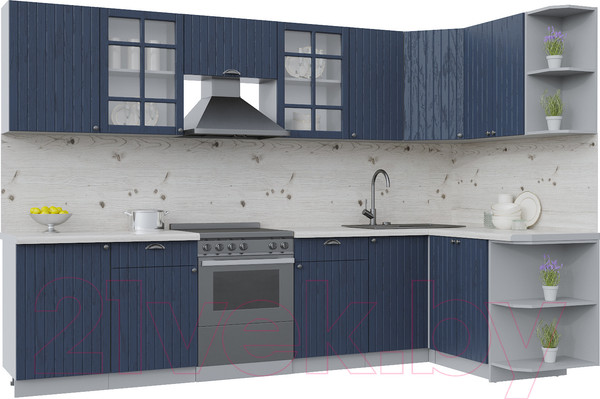 Изображение товара Кухонный гарнитур Интерлиния Берес 1.5x3.1 правая (дуб королевский/бискайская сосна)