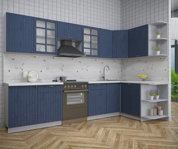 Изображение товара Кухонный гарнитур Интерлиния Берес 1.5x3.1 правая (дуб королевский/бискайская сосна)