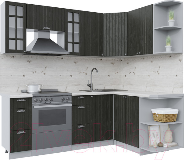 Изображение товара Кухонный гарнитур Интерлиния Берес 1.5x2.2 правая (дуб английский/бискайская сосна)