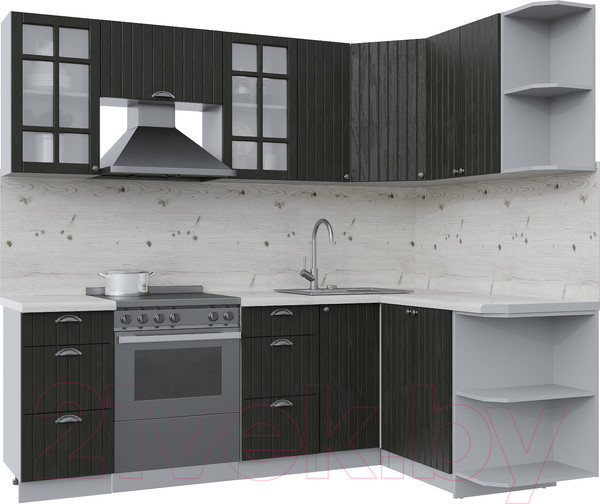 Изображение товара Кухонный гарнитур Интерлиния Берес 1.5x2.3 правая (дуб английский/бискайская сосна)