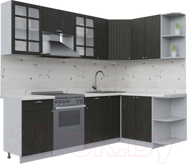 Изображение товара Кухонный гарнитур Интерлиния Берес 1.5x2.5 правая (дуб английский/бискайская сосна)