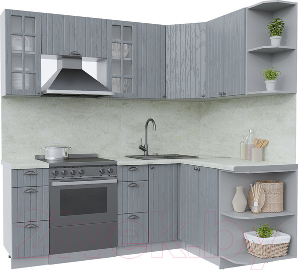 Изображение товара Кухонный гарнитур Интерлиния Берес 1.5x2.1 правая (дуб серый/опал светлый)