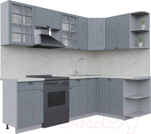 Изображение товара Кухонный гарнитур Интерлиния Берес 1.5x2.5 правая (дуб серый/опал светлый)