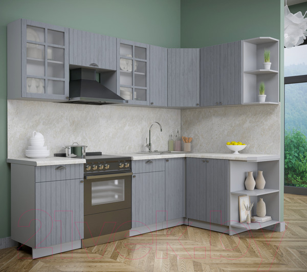 Изображение товара Кухонный гарнитур Интерлиния Берес 1.5x2.5 правая (дуб серый/опал светлый)