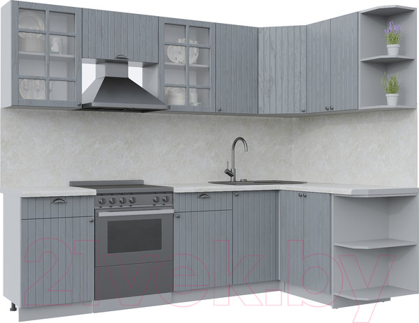 Изображение товара Кухонный гарнитур Интерлиния Берес 1.5x2.6 правая (дуб серый/дуб серый/опал светлый)