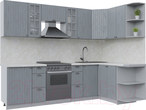 Изображение товара Кухонный гарнитур Интерлиния Берес 1.5x2.7 правая (дуб серый/дуб серый/опал светлый)