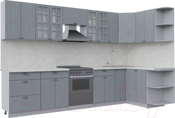 Изображение товара Кухонный гарнитур Интерлиния Берес 1.5x3.3 правая (дуб серый/опал светлый)