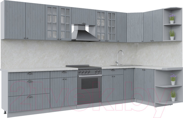 Изображение товара Кухонный гарнитур Интерлиния Берес 1.5x3.5 правая (дуб серый/опал светлый)