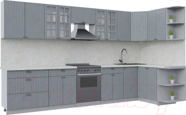 Изображение товара Кухонный гарнитур Интерлиния Берес 1.5x3.6 правая (дуб серый/опал светлый)