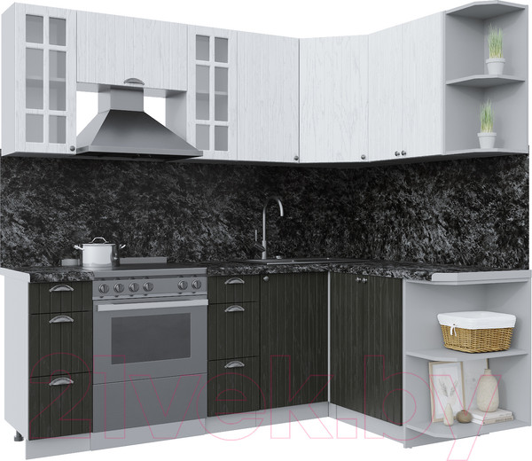 Изображение товара Кухонный гарнитур Интерлиния Берес 1.5x2.2 правая (дуб английский/дуб полярный/кастилло темный)