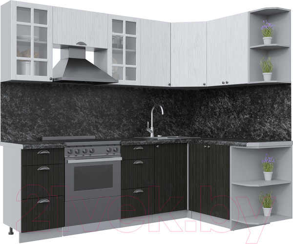 Изображение товара Кухонный гарнитур Интерлиния Берес 1.5x2.4 правая (дуб английский/дуб полярный/кастилло темный)