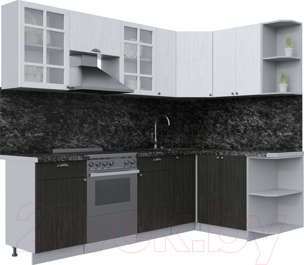 Изображение товара Кухонный гарнитур Интерлиния Берес 1.5x2.5 правая (дуб английский/дуб полярный/кастилло темный)