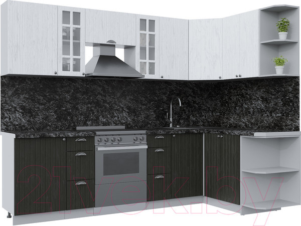 Изображение товара Кухонный гарнитур Интерлиния Берес 1.5x2.7 правая (дуб английский/дуб полярный/кастилло темный)