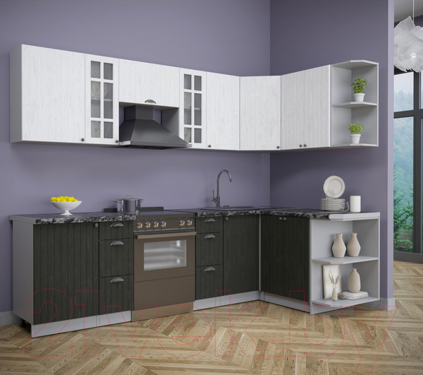 Изображение товара Кухонный гарнитур Интерлиния Берес 1.5x2.7 правая (дуб английский/дуб полярный/кастилло темный)