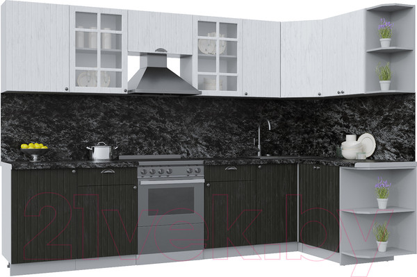 Изображение товара Кухонный гарнитур Интерлиния Берес 1.5x3.1 правая (дуб английский/дуб полярный/кастилло темный)