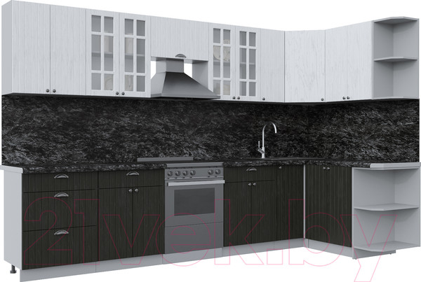 Изображение товара Кухонный гарнитур Интерлиния Берес 1.5x3.3 правая (дуб английский/дуб полярный/кастилло темный)